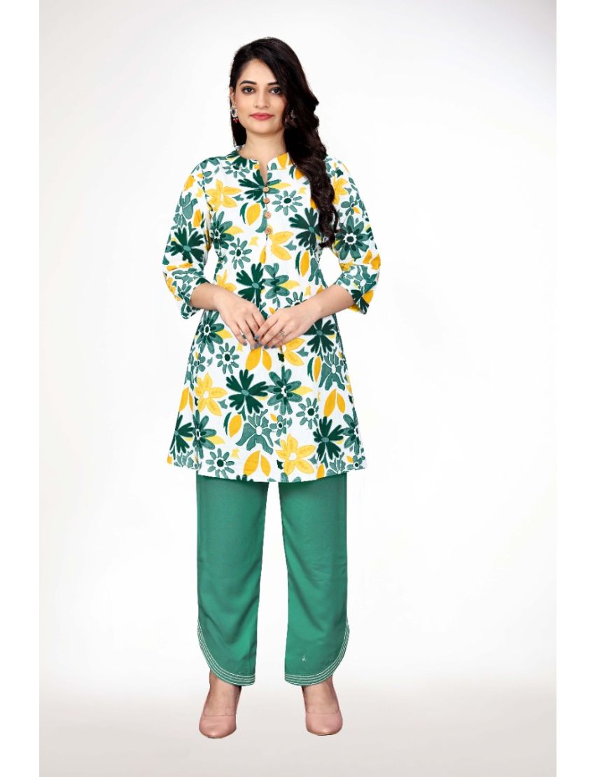 Green A-line with Floral Print Cordset