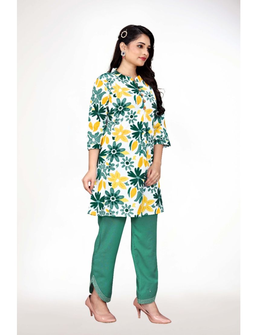 Green A-line with Floral Print Cordset