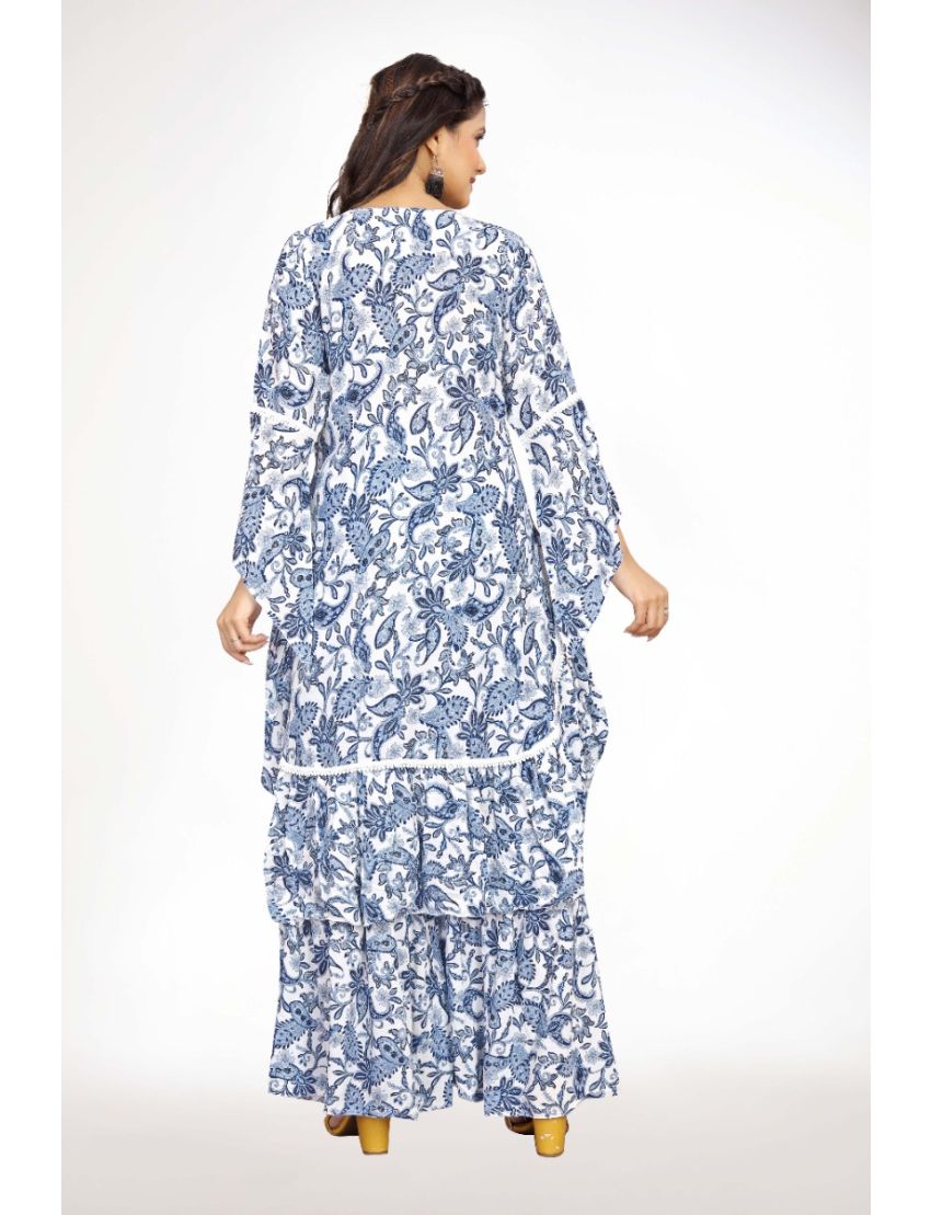 Blue Bell Sleeve With Round Neck Kurti Plazo