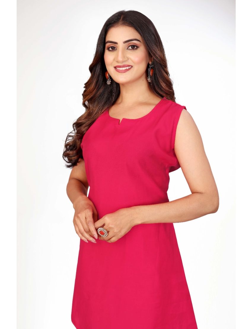 Pink sleeveless top with bell bottom 