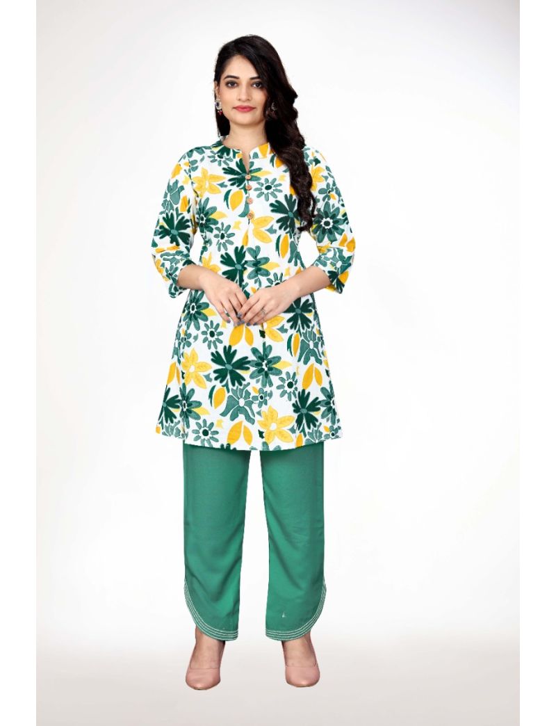 Green A-line with Floral Print Cordset