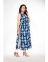 Blue Nyra Cut Pleated Sleeveless Straight Kurti