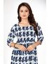 White & Blue Anarkali Round Neck Kurti