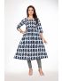 White & Blue Anarkali Round Neck Kurti