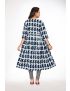 White & Blue Anarkali Round Neck Kurti