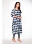 White & Blue Anarkali Round Neck Kurti