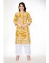 Yellow Straight Cut With Stand Collar Kurti Plazo