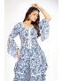 Blue Bell Sleeve With Round Neck Kurti Plazo