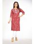 Red jaipur cotton straight cut with yoke & dori kurti pant