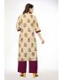 Cream rayon straight with stand collar kurti pant