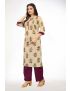Cream rayon straight with stand collar kurti pant