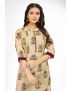 Cream rayon straight with stand collar kurti pant