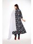 Black jaipur cotton anarkali kurti pant with dupatta