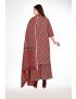 Maroon jaipur cotton straight kurti pant with dupatta