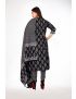 Black jaipur cotton anarkali kurti pant with dupatta floral print