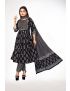 Black jaipur cotton anarkali kurti pant with dupatta floral print