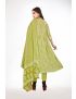 Green jaipur cotton anarkali kurti pant with dupatta