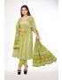 Green jaipur cotton anarkali kurti pant with dupatta