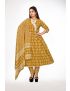 Yellow jaipur cotton anarkali kurti pant with dupatta