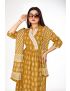 Yellow jaipur cotton anarkali kurti pant with dupatta