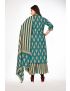 Teal jaipur cotton straight cut kurti pant with dupatta