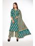Teal jaipur cotton straight cut kurti pant with dupatta