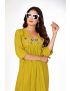 Green straight cut kurti pant with embroidery 