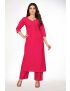 Pink straight cut kurti pant with embroidery 